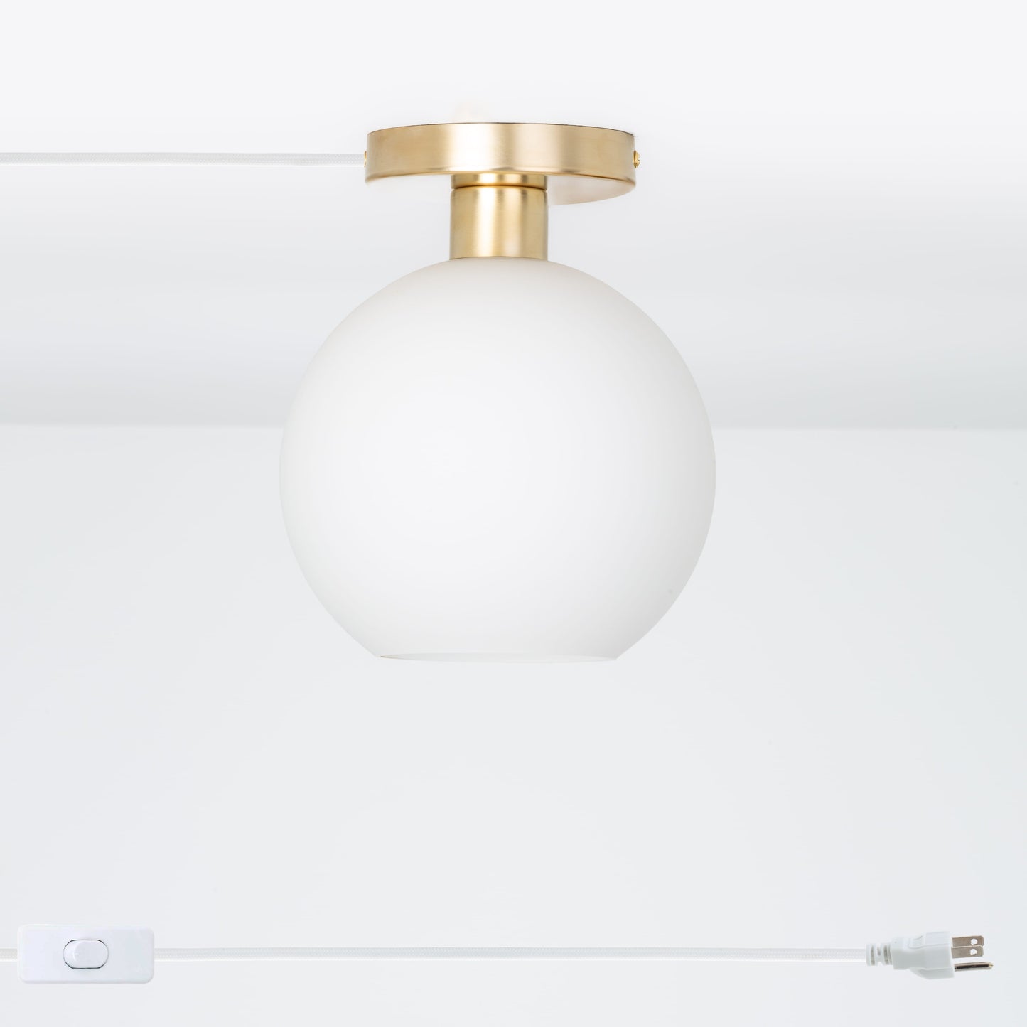 Glass Globe Button Plug-In Flush Mount - 8inch