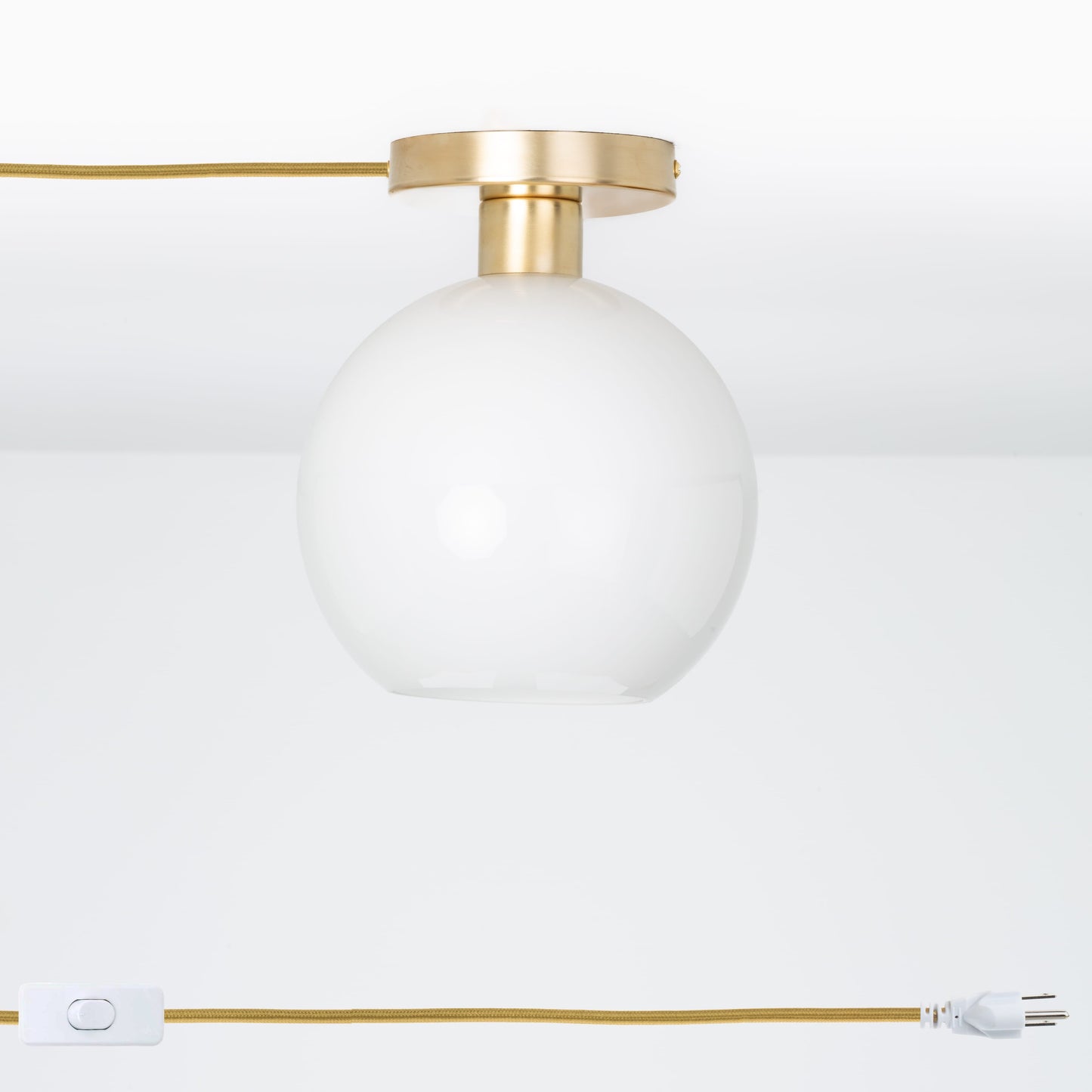 Glass Globe Button Plug-In Flush Mount - 8inch