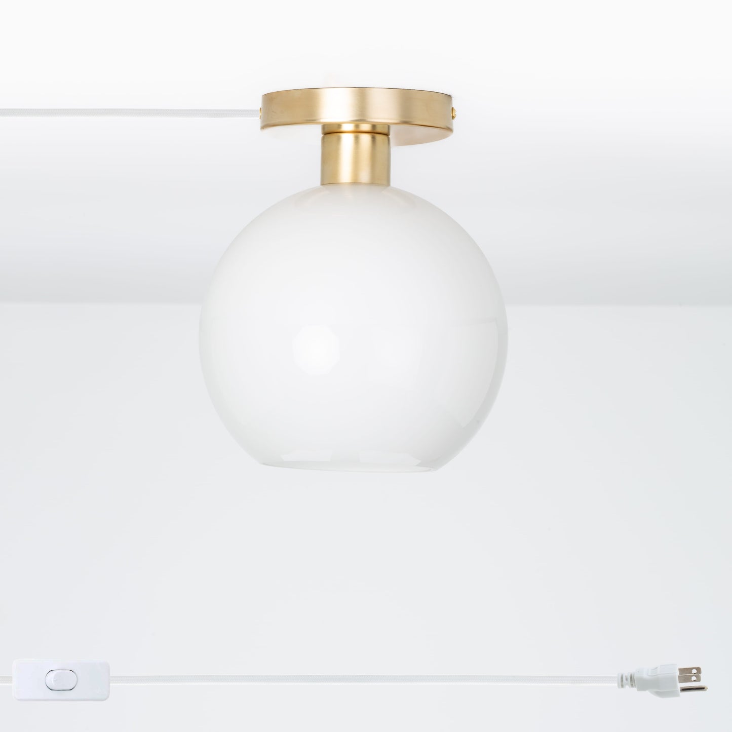 Glass Globe Button Plug-In Flush Mount - 8inch