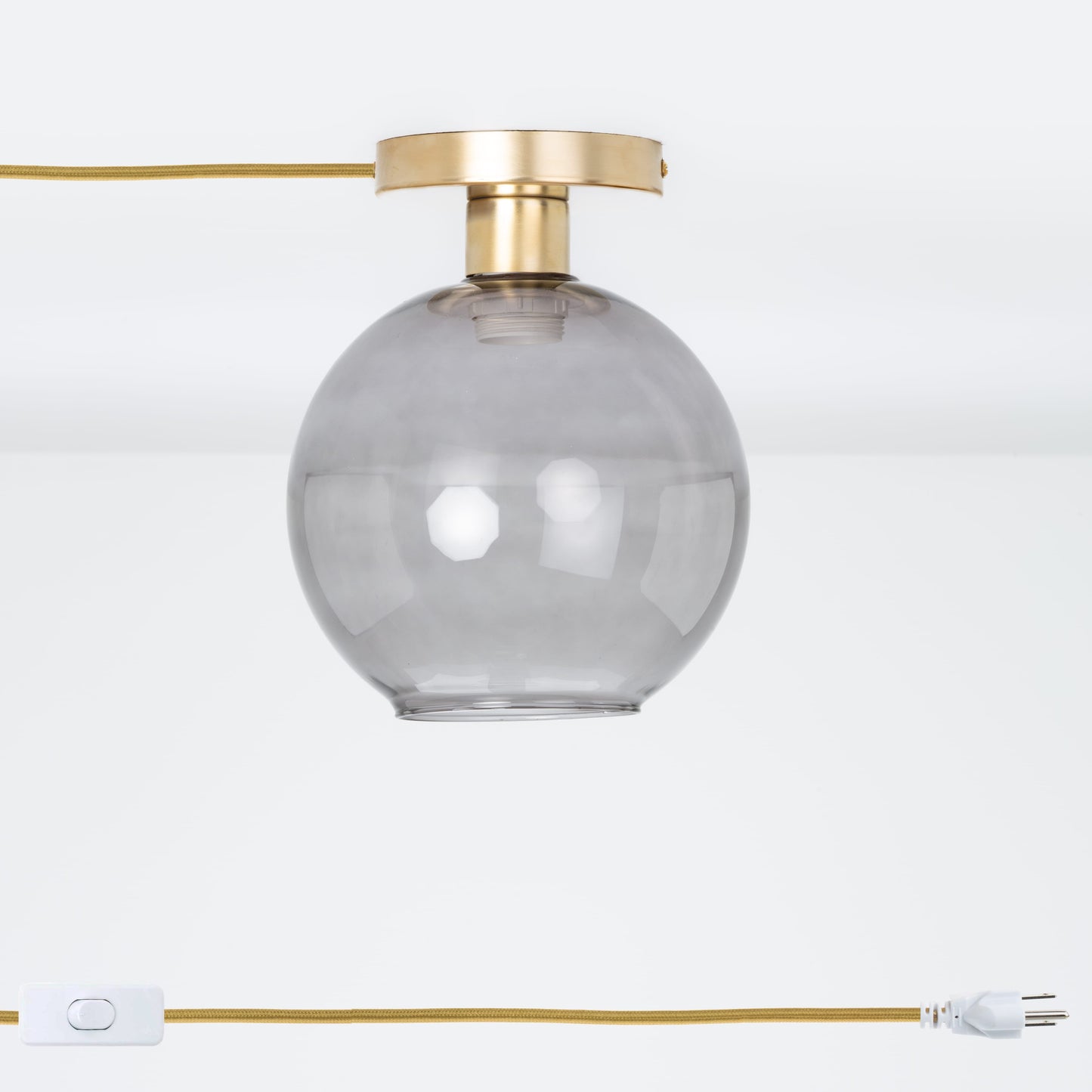 Glass Globe Button Plug-In Flush Mount - 8inch