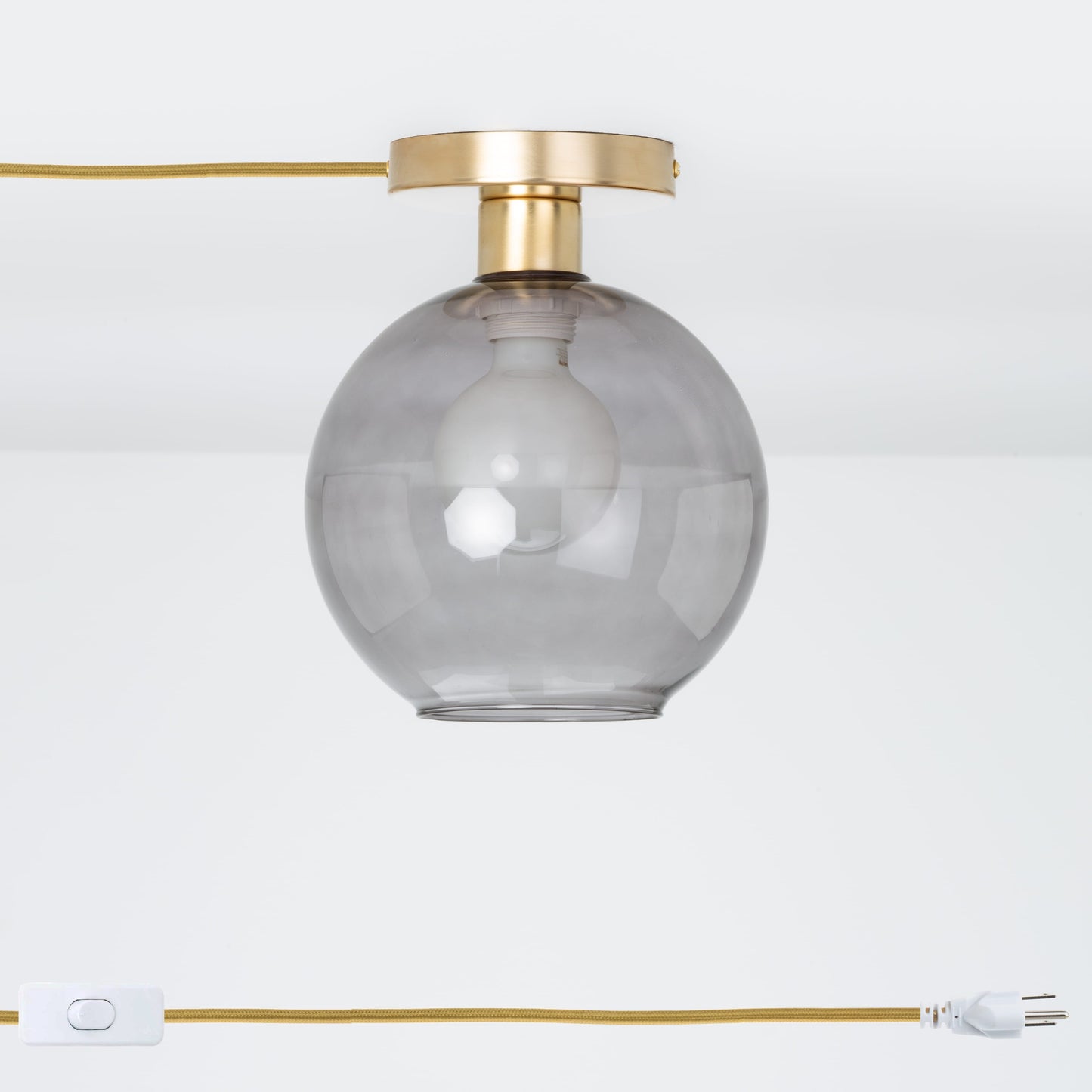 Glass Globe Button Plug-In Flush Mount - 8inch