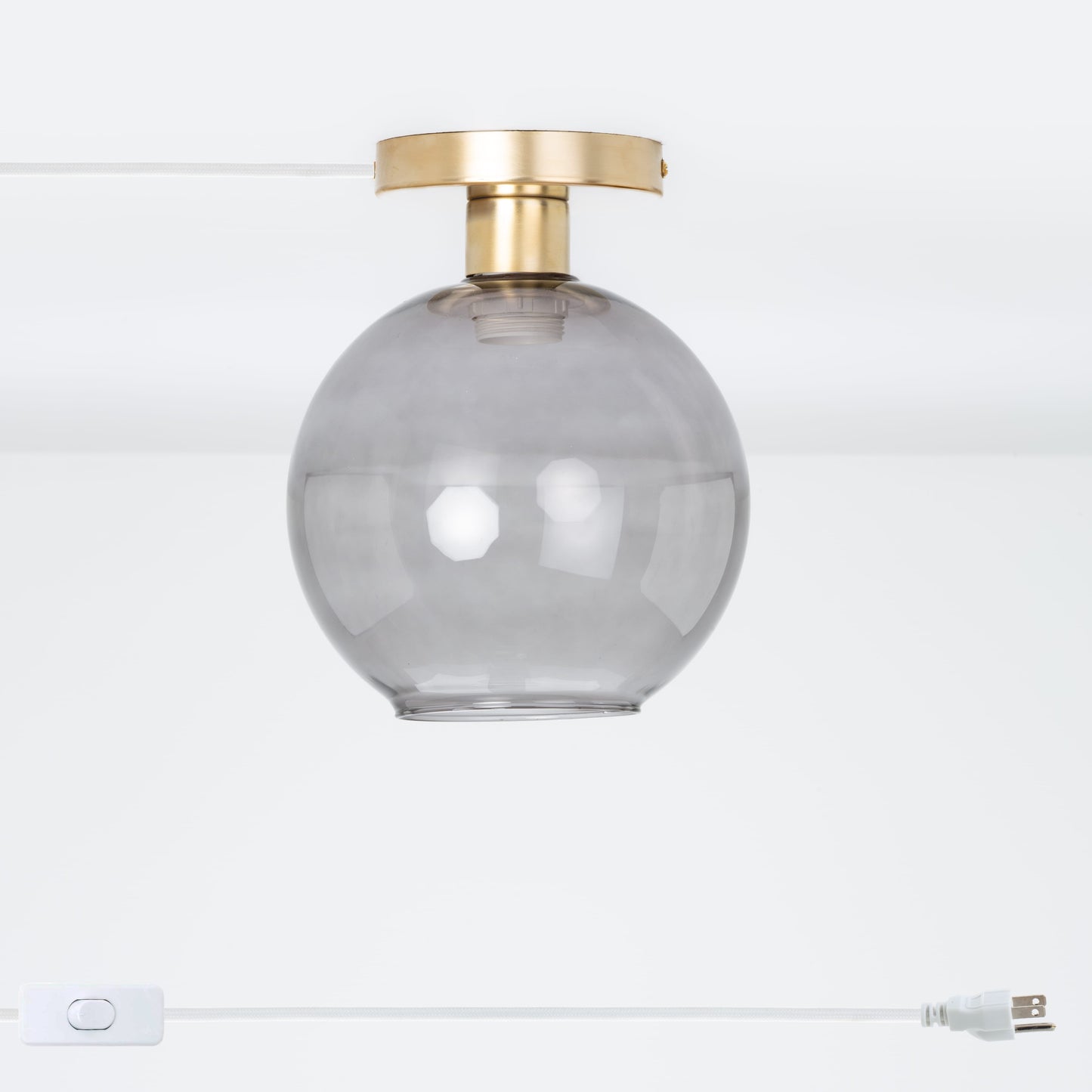 Glass Globe Button Plug-In Flush Mount - 8inch