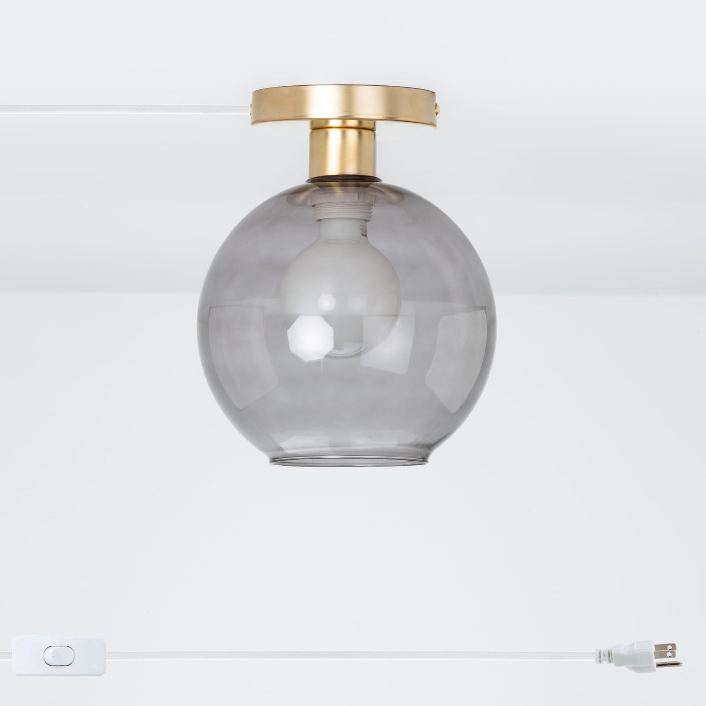 Glass Globe Button Plug-In Flush Mount - 8inch