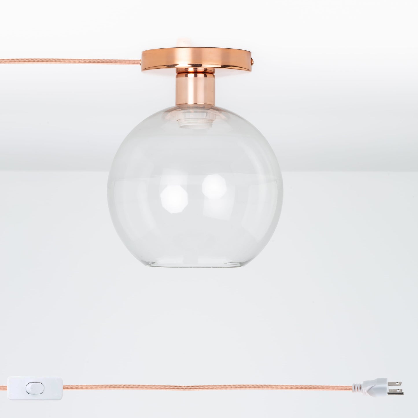 Glass Globe Button Plug-In Flush Mount - 8inch