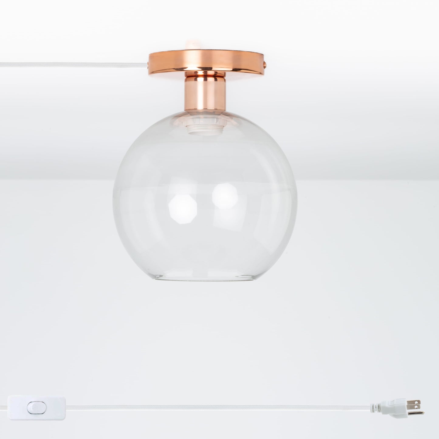 Glass Globe Button Plug-In Flush Mount - 8inch