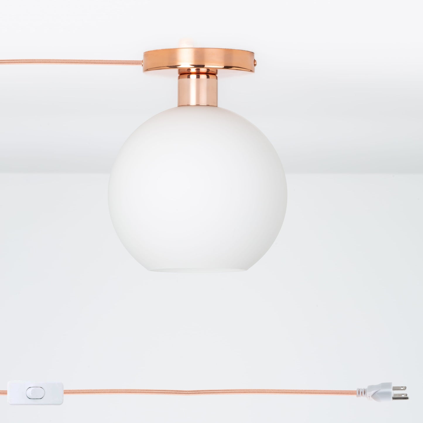Glass Globe Button Plug-In Flush Mount - 8inch