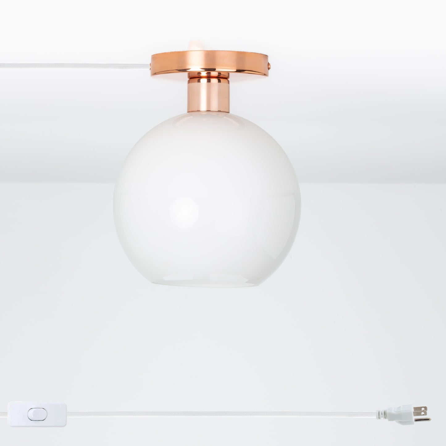 Glass Globe Button Plug-In Flush Mount - 8inch