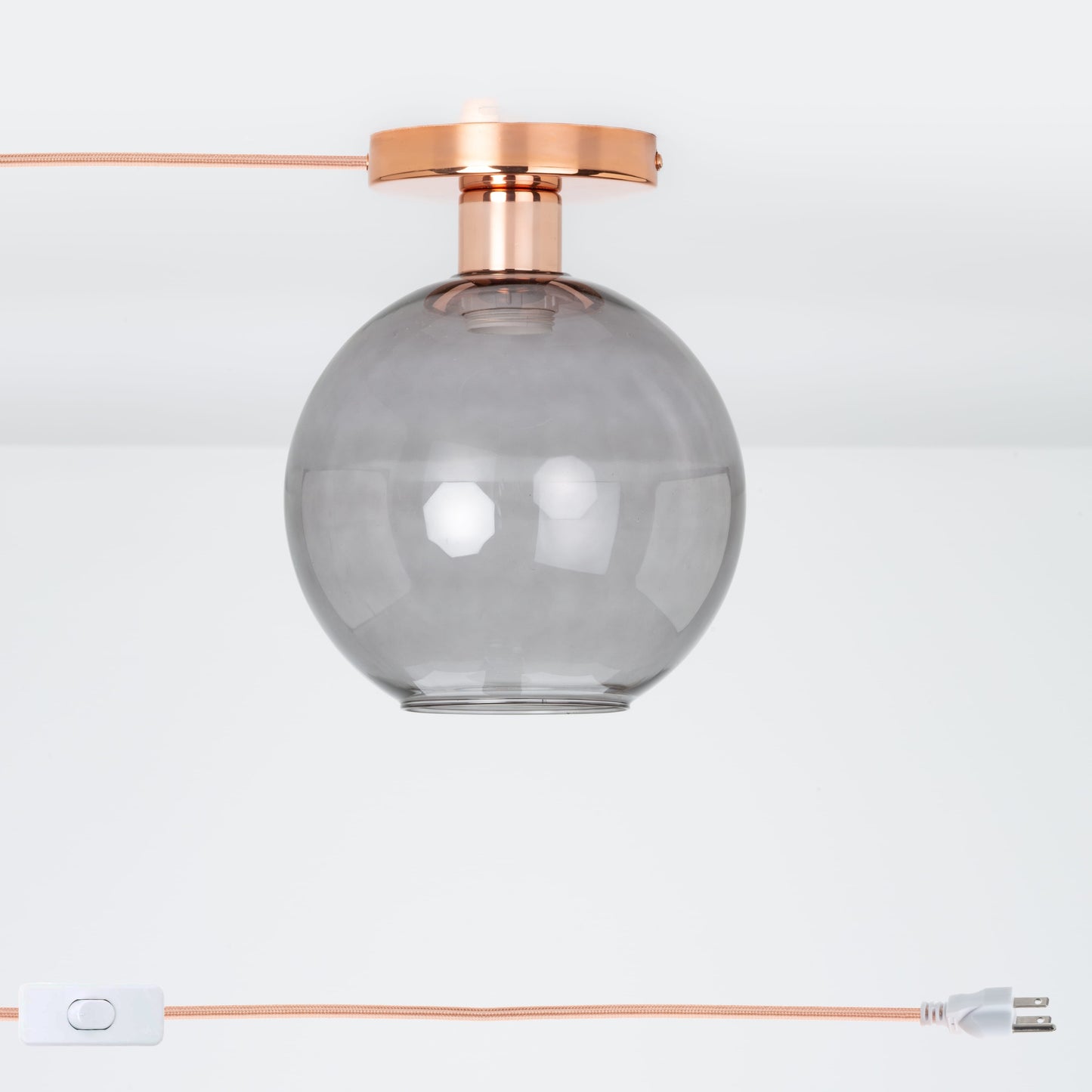 Glass Globe Button Plug-In Flush Mount - 8inch