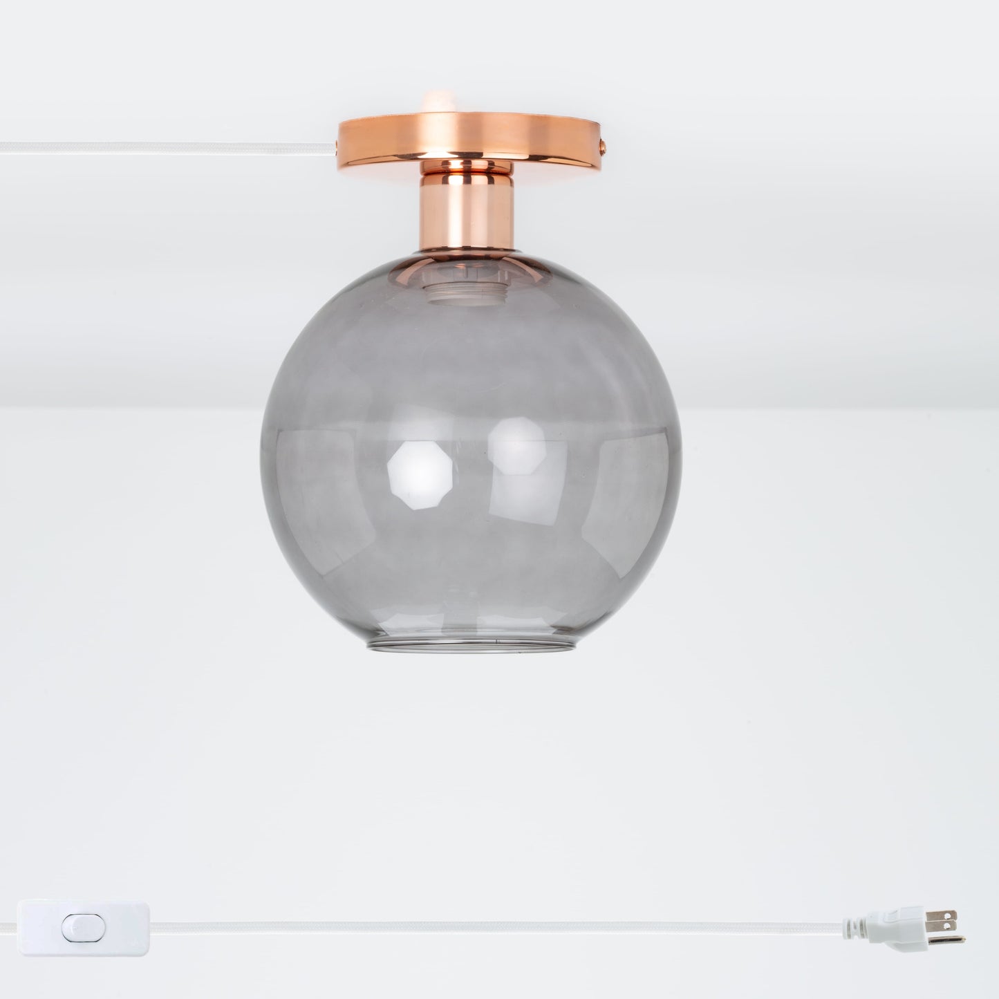 Glass Globe Button Plug-In Flush Mount - 8inch