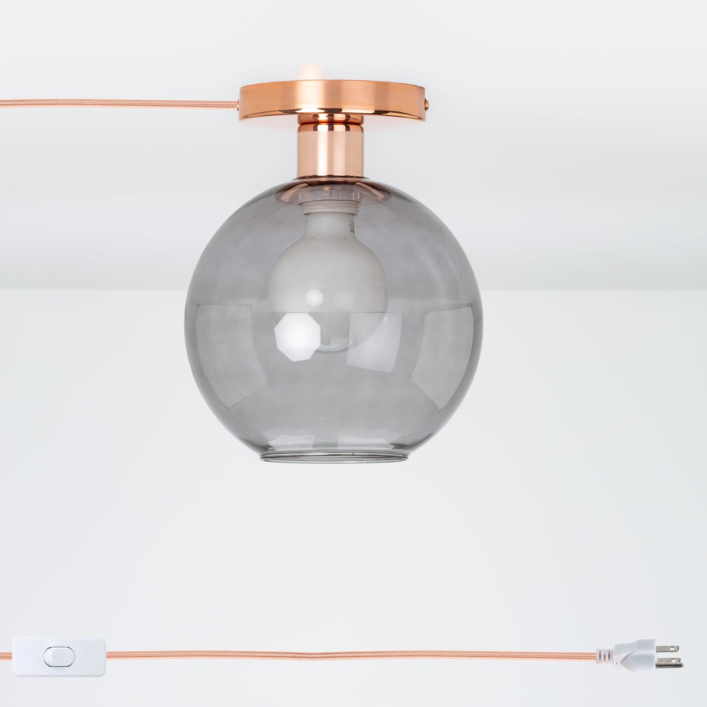 Glass Globe Button Plug-In Flush Mount - 8inch