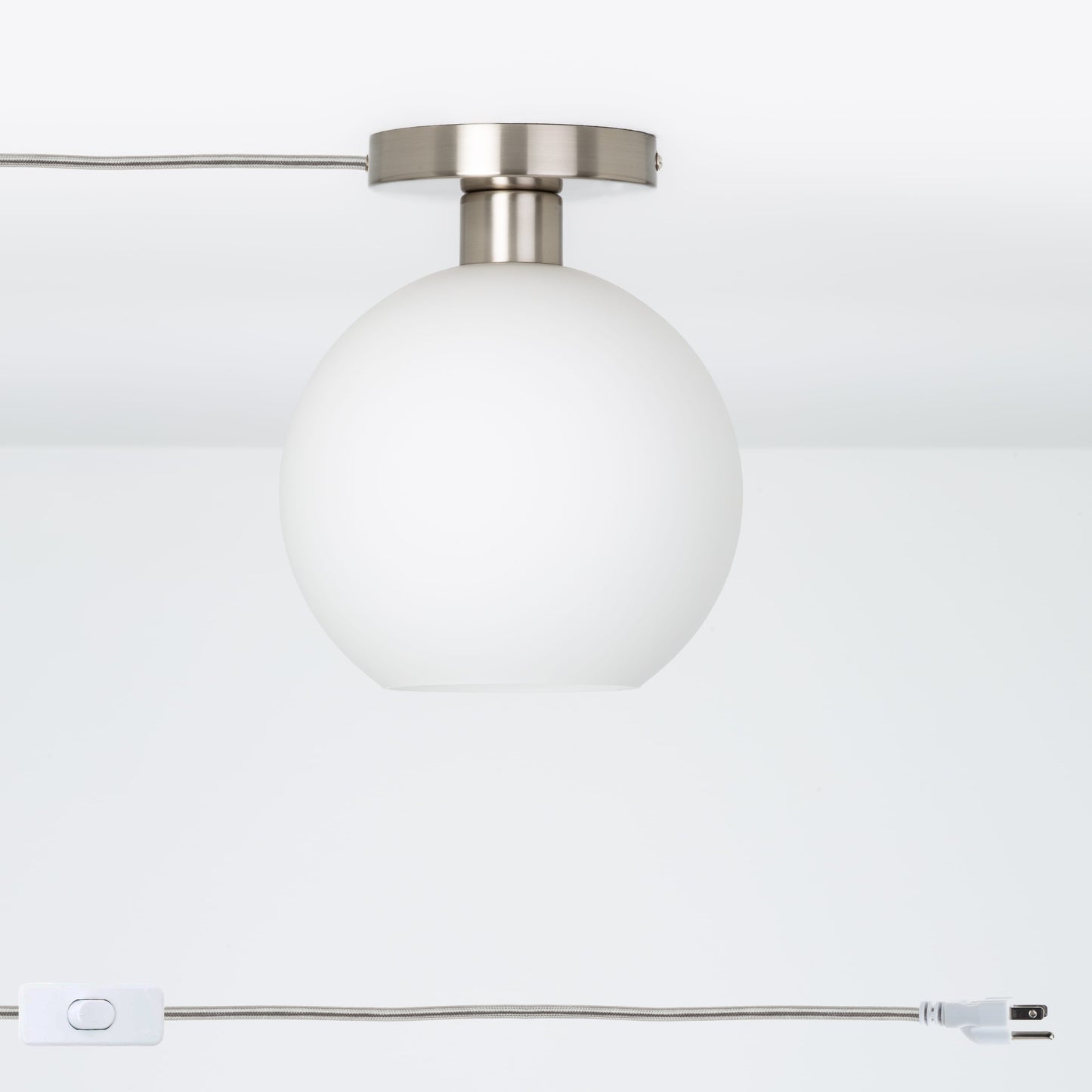 Glass Globe Button Plug-In Flush Mount - 8inch