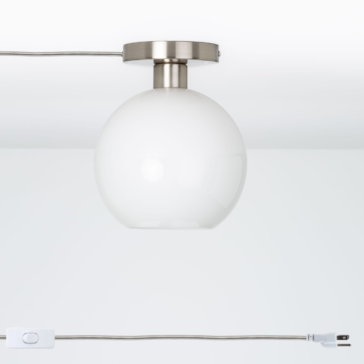 Glass Globe Button Plug-In Flush Mount - 8inch