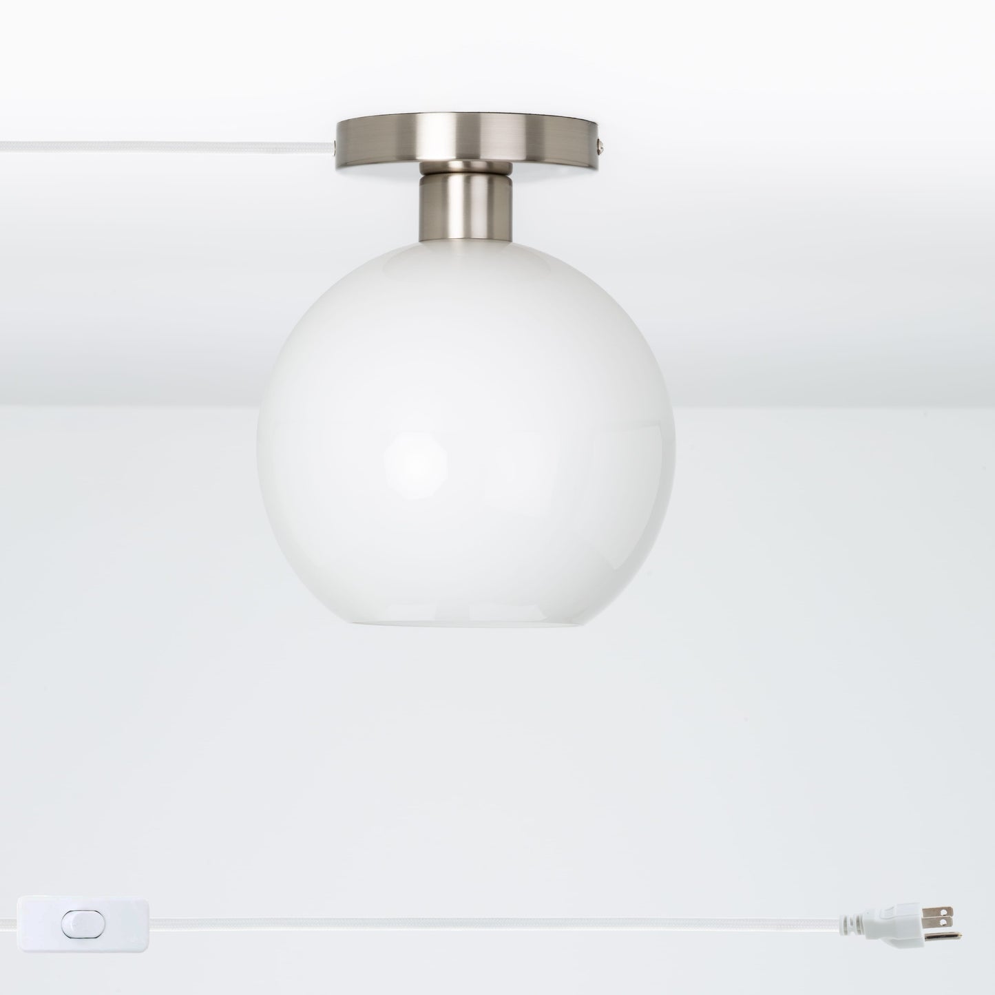 Glass Globe Button Plug-In Flush Mount - 8inch