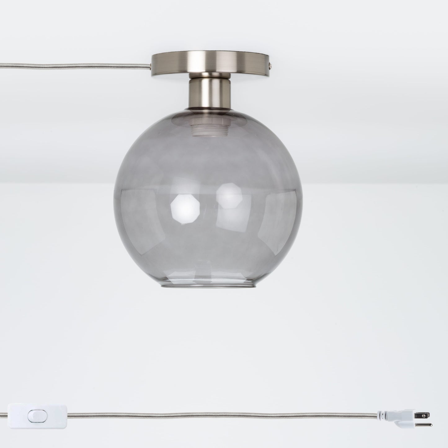 Glass Globe Button Plug-In Flush Mount - 8inch