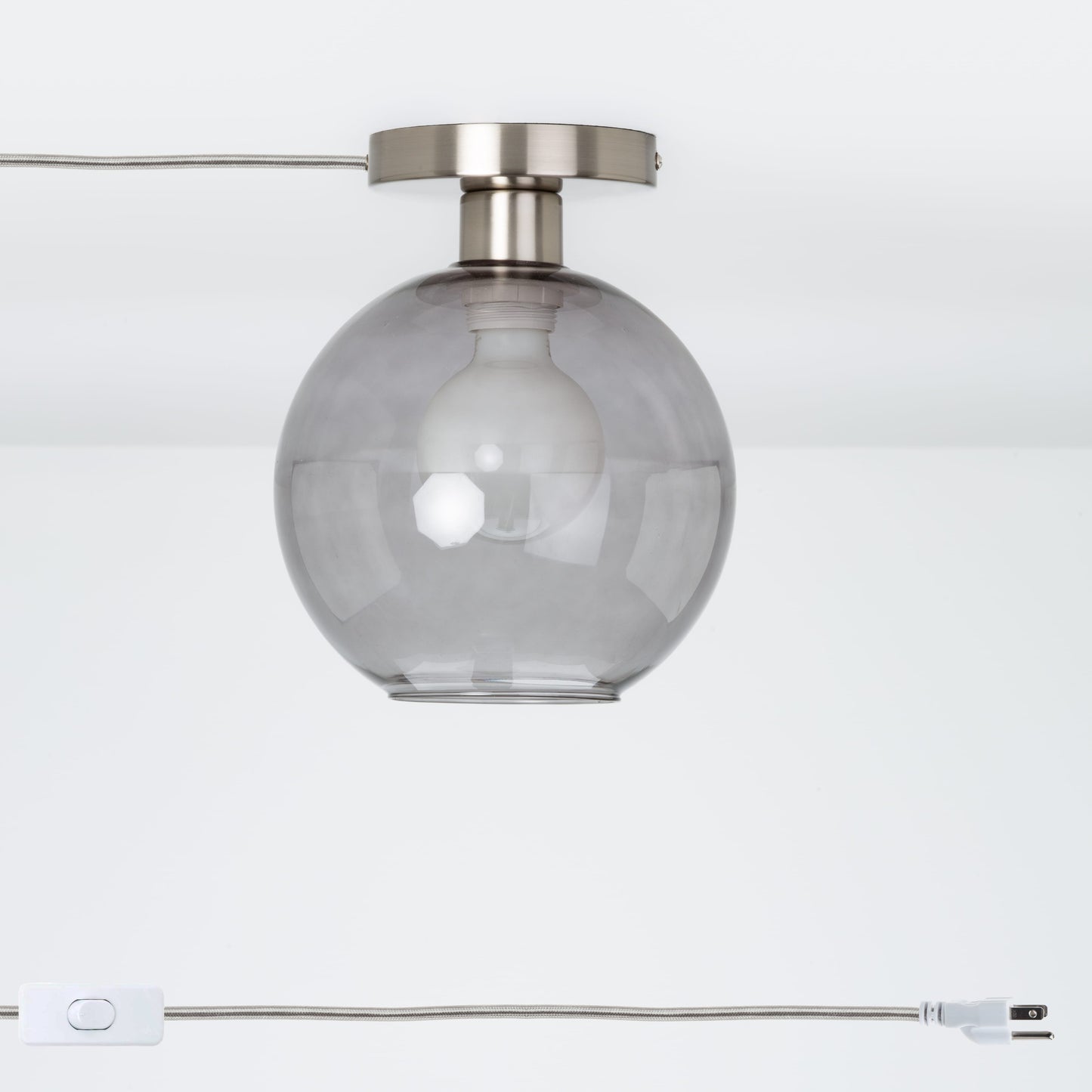Glass Globe Button Plug-In Flush Mount - 8inch