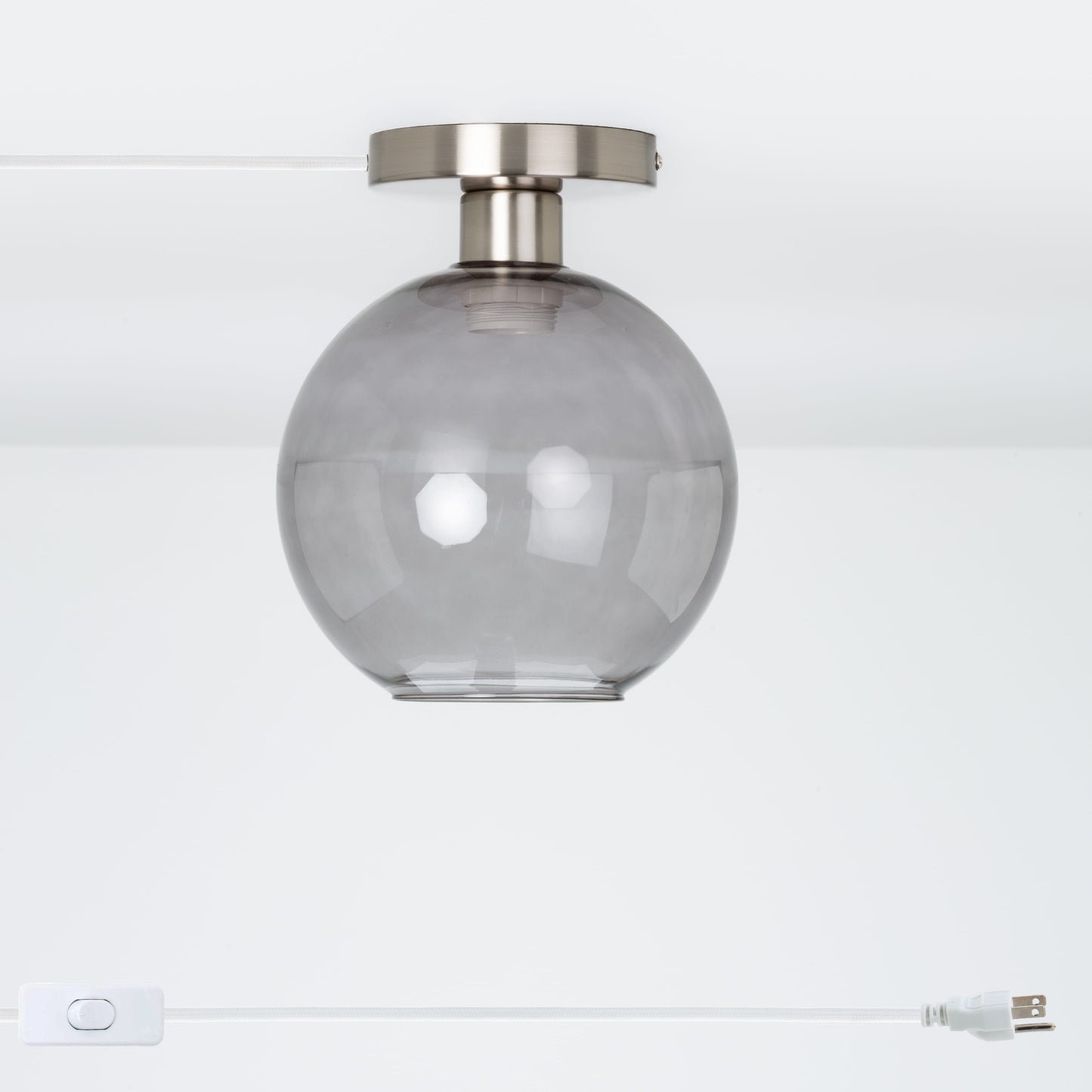 Glass Globe Button Plug-In Flush Mount - 8inch