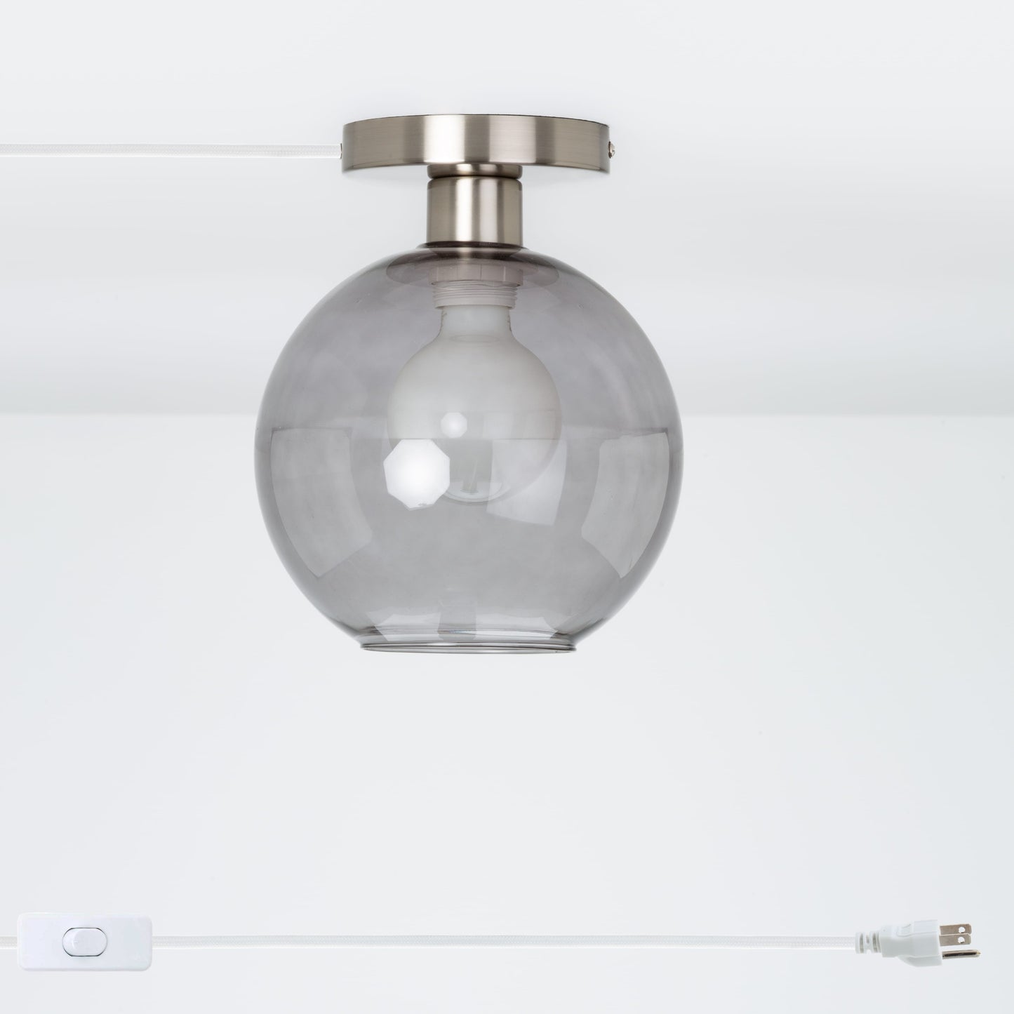 Glass Globe Button Plug-In Flush Mount - 8inch