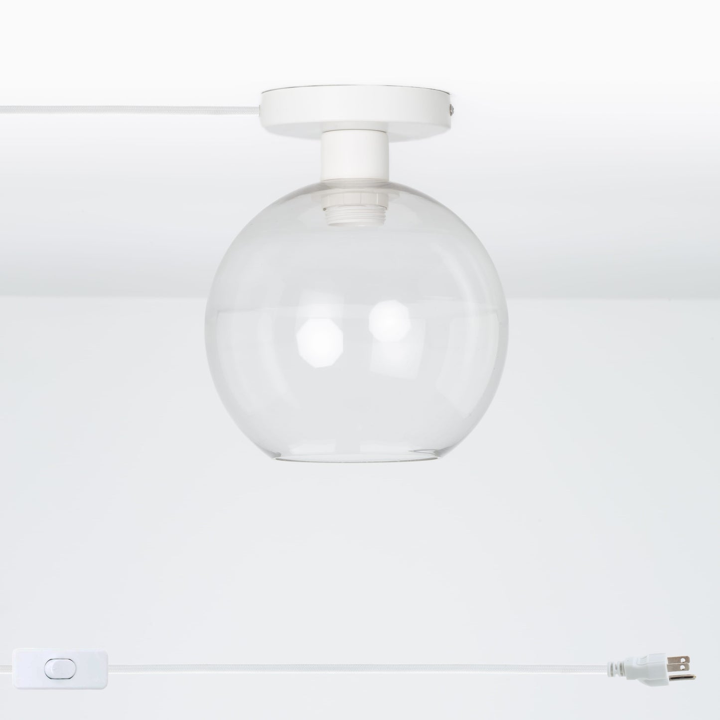 Glass Globe Button Plug-In Flush Mount - 8inch