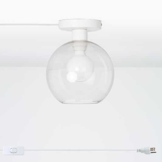 Glass Globe Button Plug-In Flush Mount - 8inch