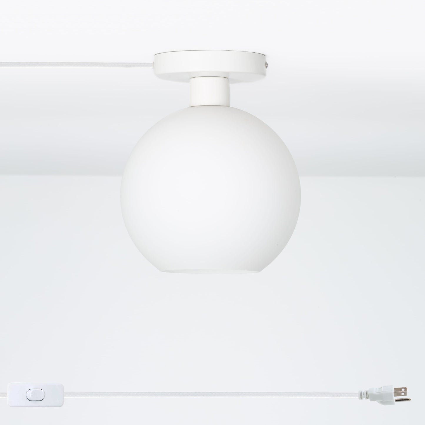 Glass Globe Button Plug-In Flush Mount - 8inch