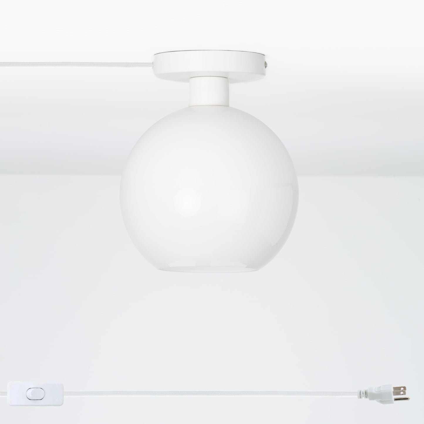 Glass Globe Button Plug-In Flush Mount - 8inch