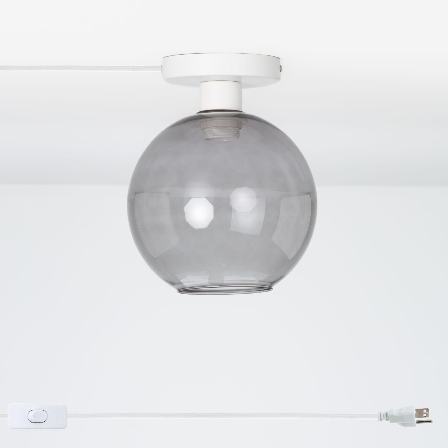 Glass Globe Button Plug-In Flush Mount - 8inch