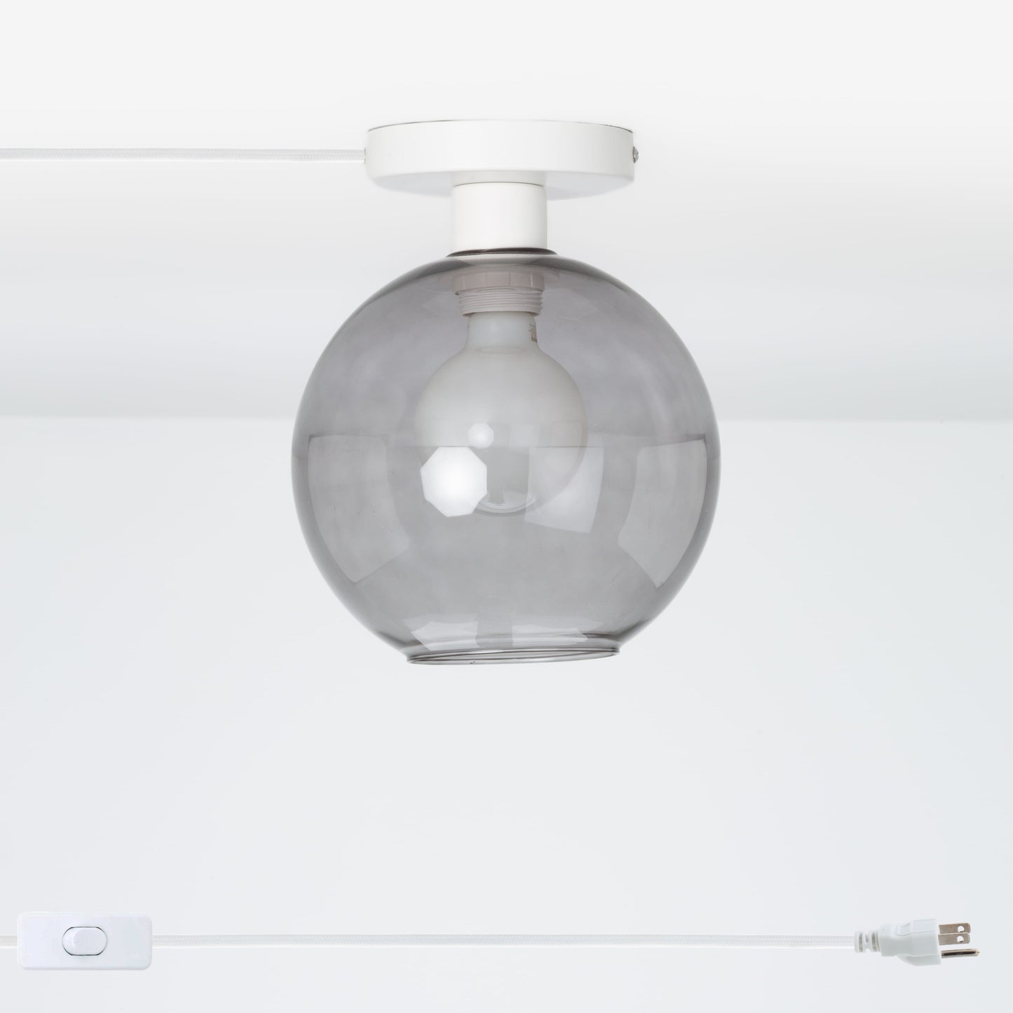 Glass Globe Button Plug-In Flush Mount - 8inch