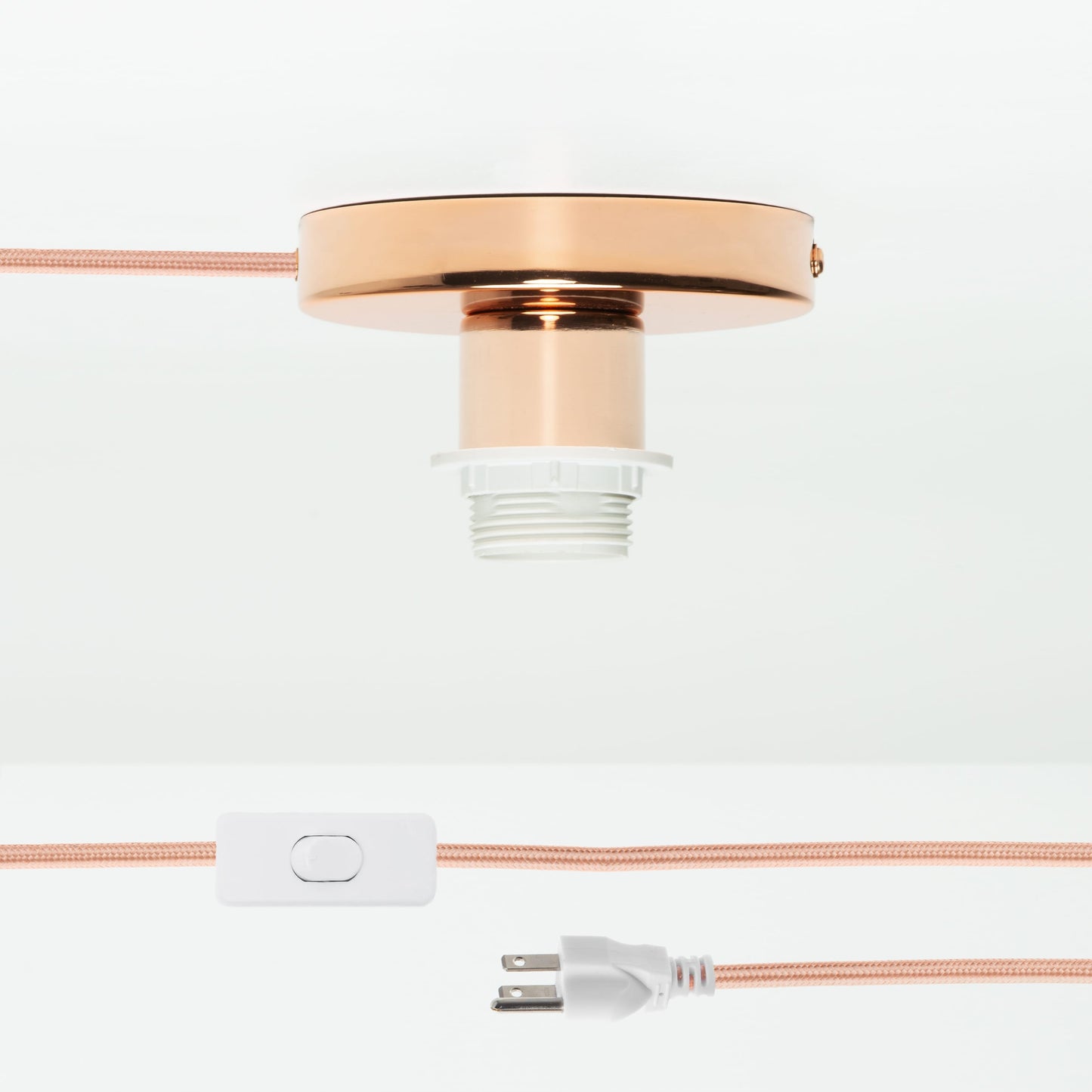 Shade-Ready Button Plug-In Flush Mount
