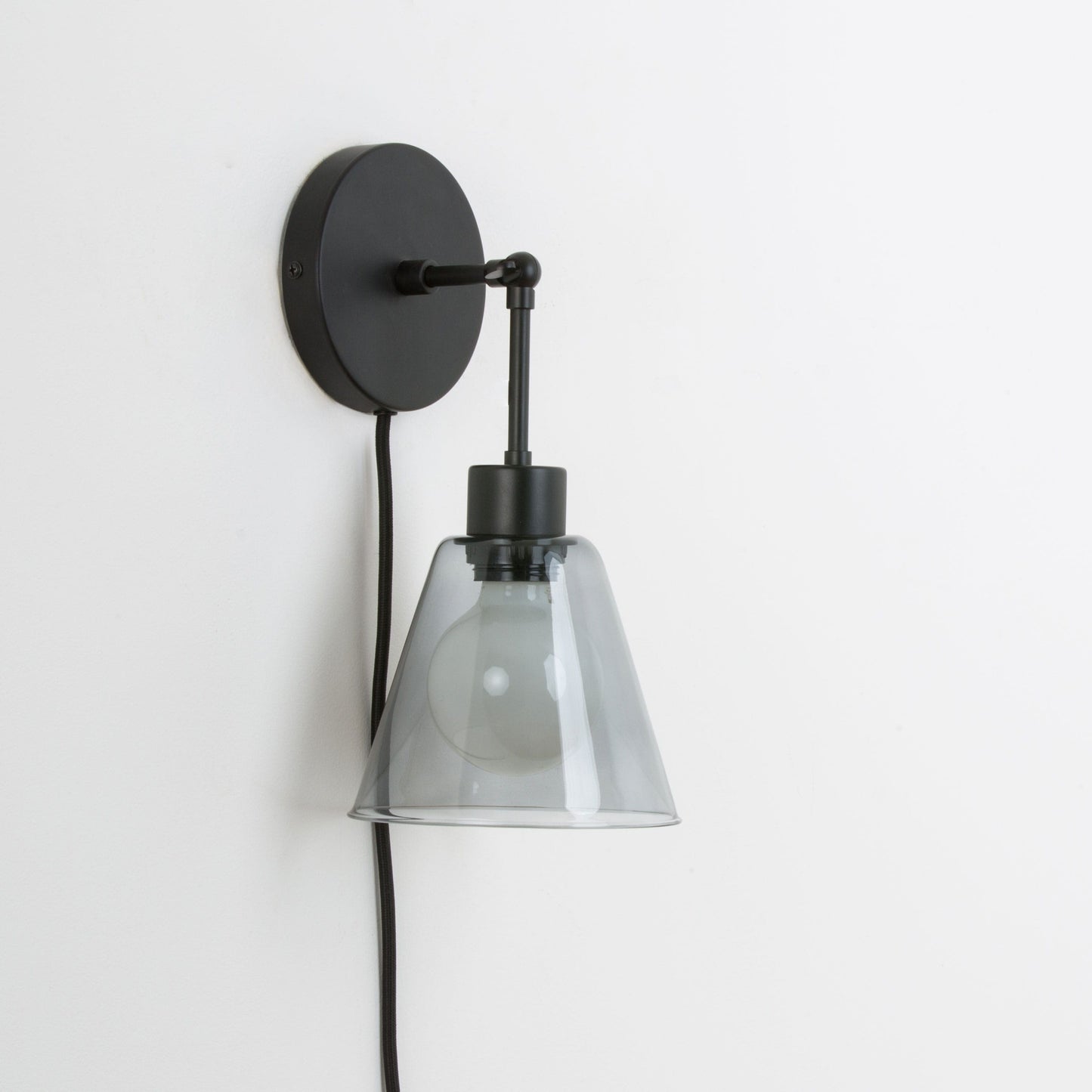 Plug-In Hinge Glass Cone Solo Sconce