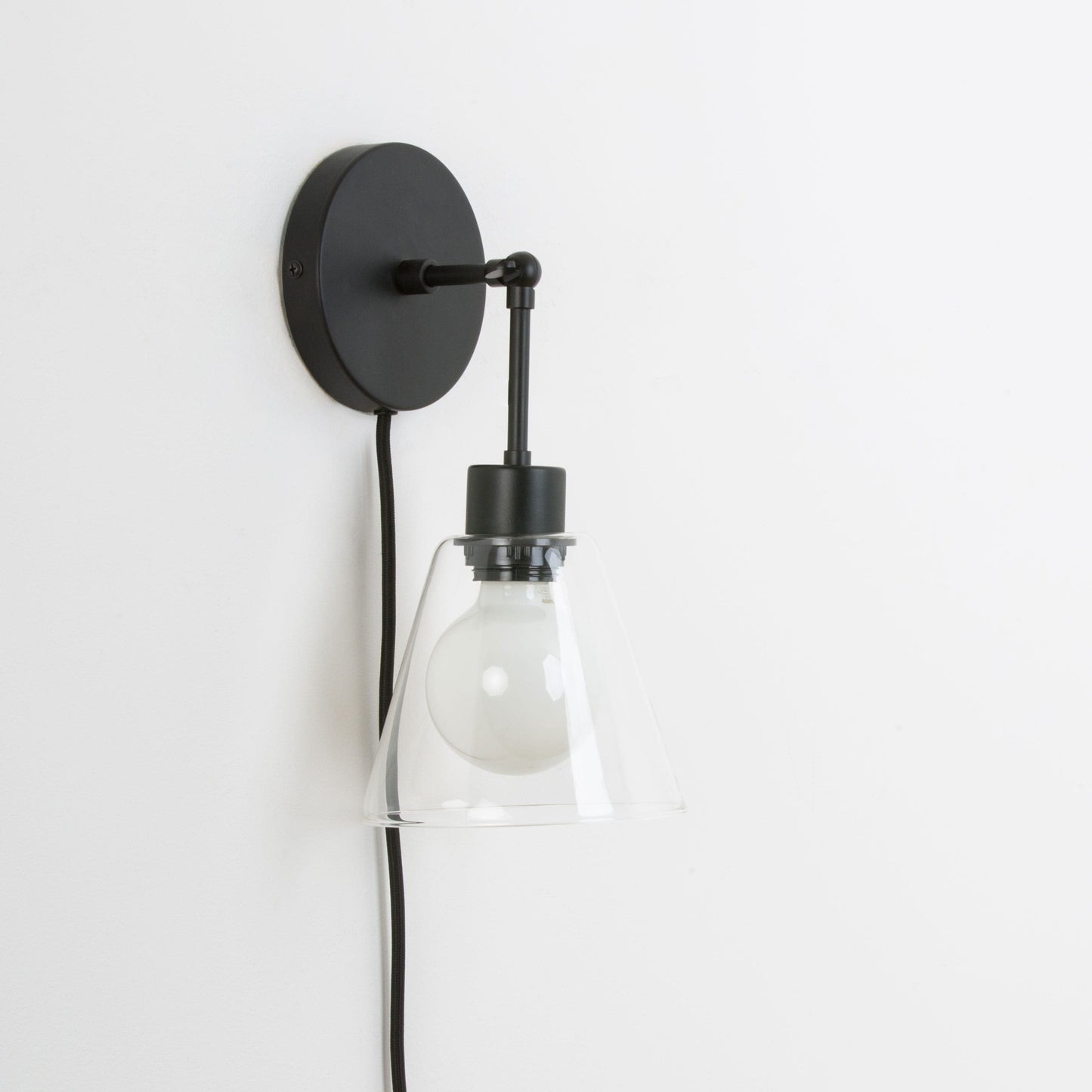 Plug-In Hinge Glass Cone Solo Sconce