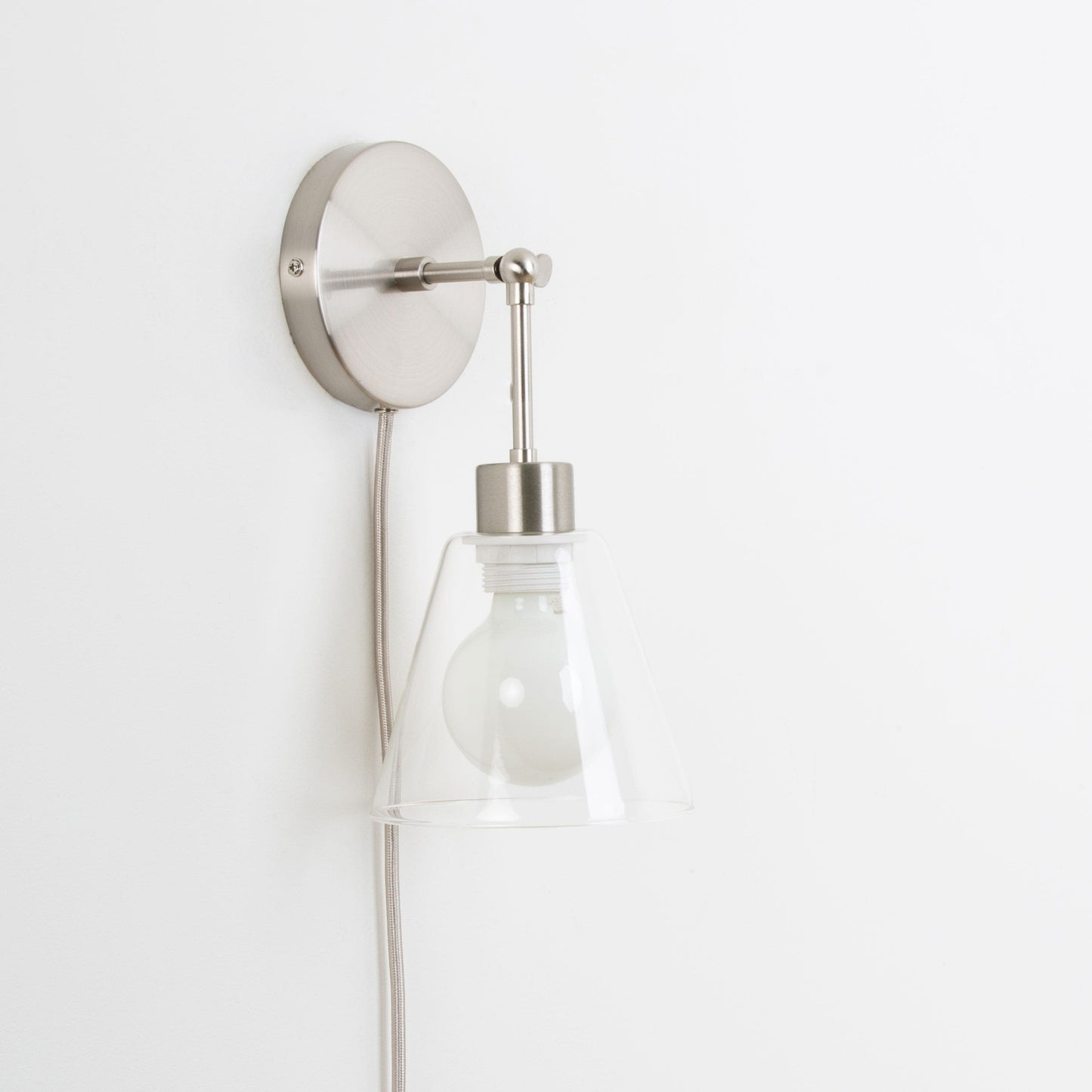 Plug-In Hinge Glass Cone Solo Sconce