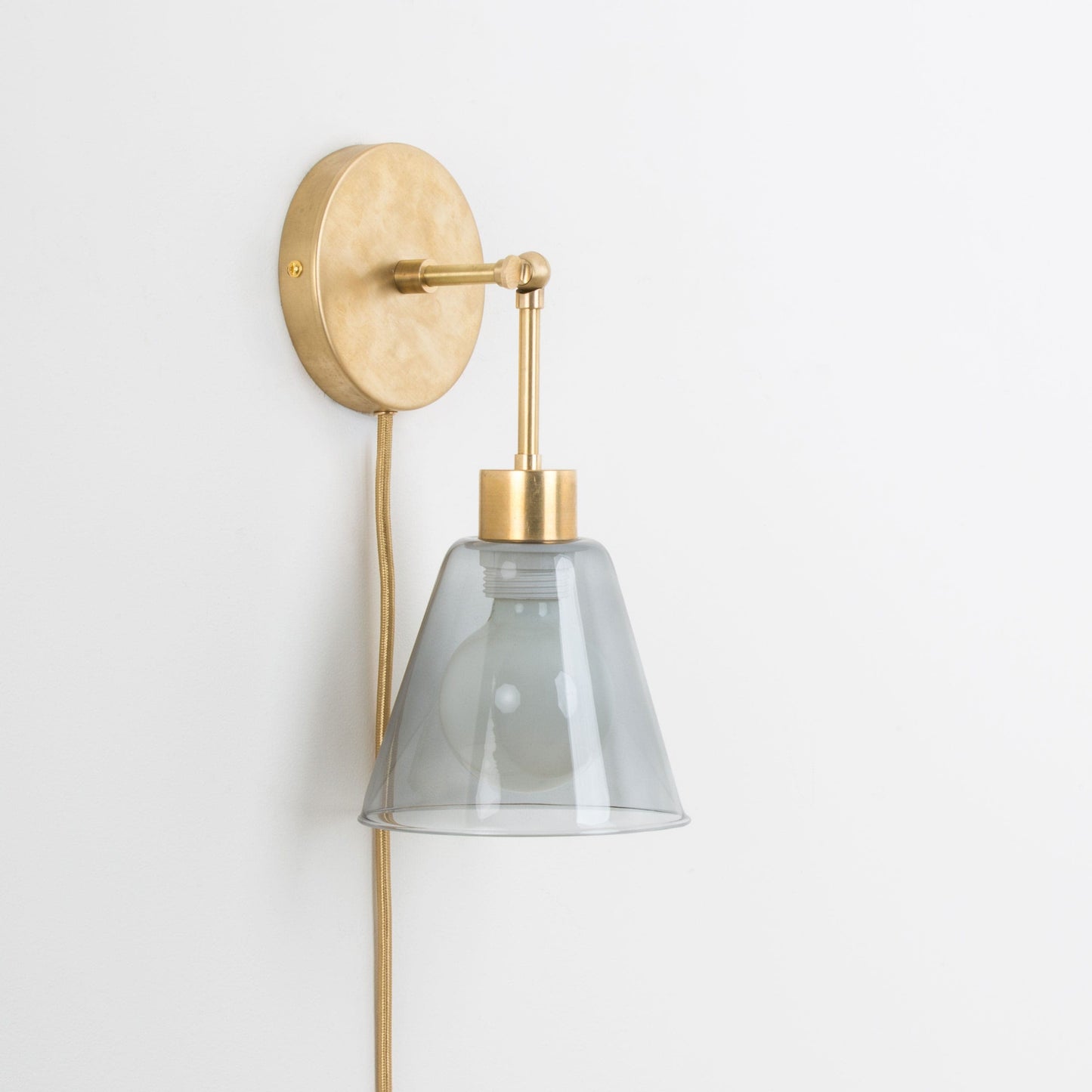 Plug-In Hinge Glass Cone Solo Sconce