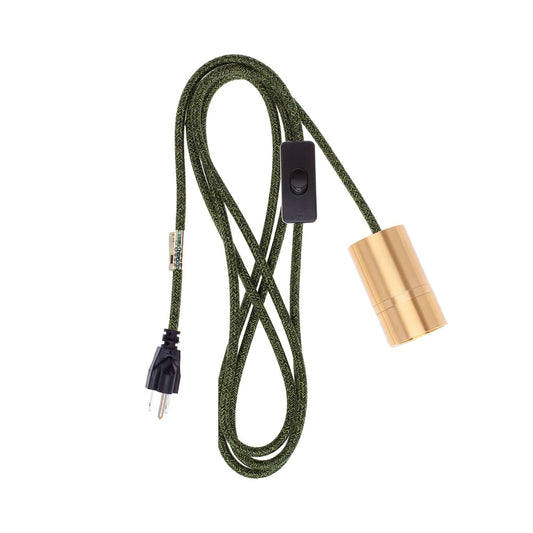 AiO Satin Brass Chroma Plug-In Cord Set Avocado Mini Tweed (Cotton Blend)