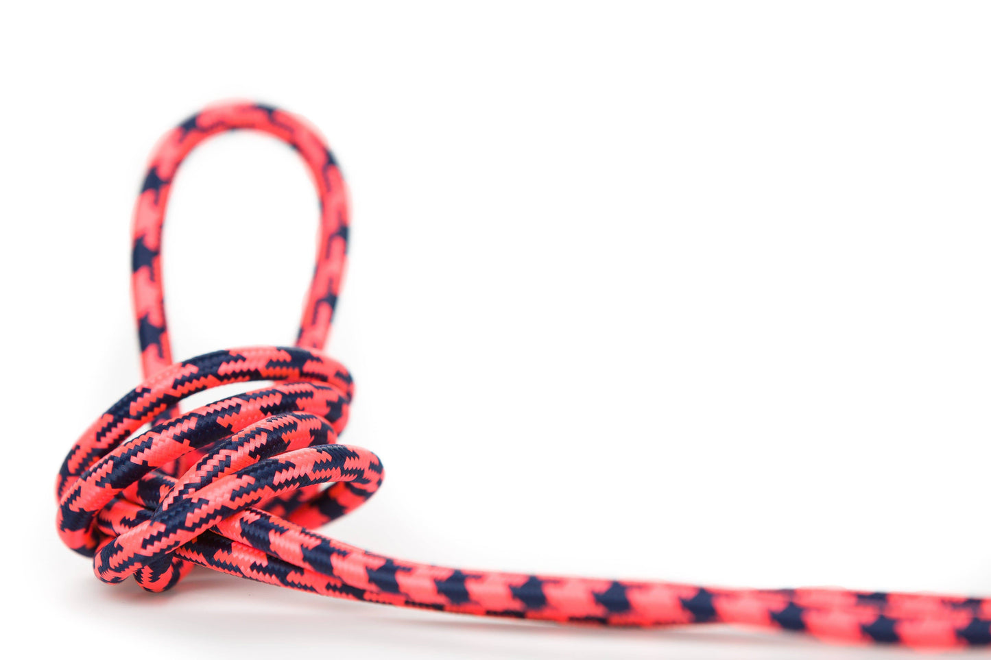 DIY Fabric Wire by the Foot - Navy & Neon Coral Houndstooth